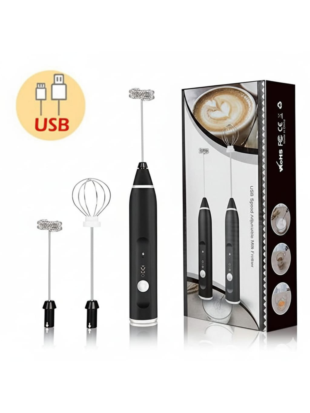 Rechargeable Coffee Beater – USB Rechargeable Powerful Milk Frother for Coffee, Cappuccino, Latte, Matcha, Hot Chocolate & Kitchen Use | High-Speed Stainless Steel Whisk Mixer