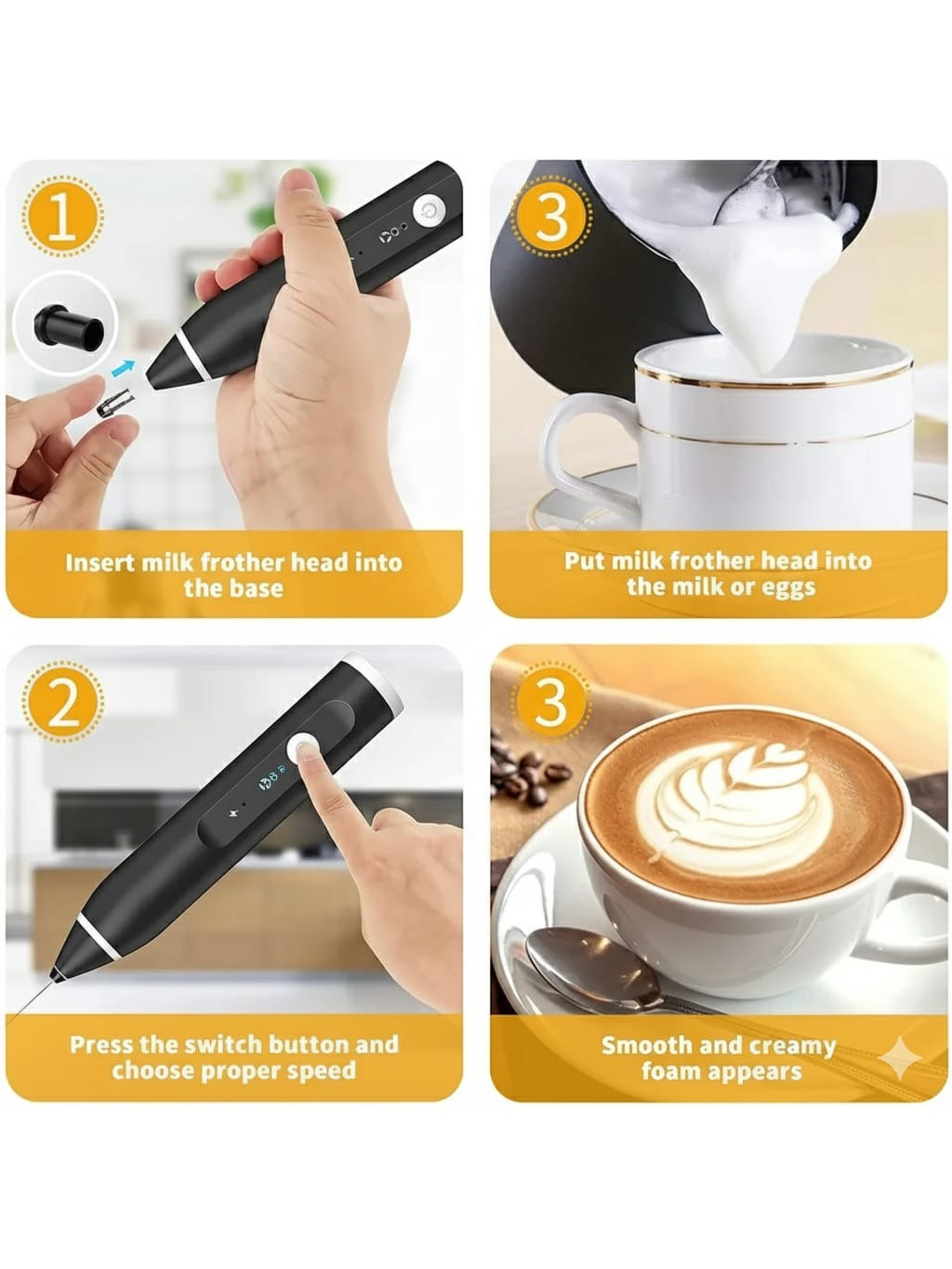 Rechargeable Coffee Beater – USB Rechargeable Powerful Milk Frother for Coffee, Cappuccino, Latte, Matcha, Hot Chocolate & Kitchen Use | High-Speed Stainless Steel Whisk Mixer - Image 3
