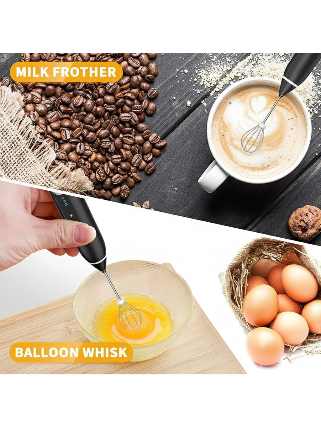 Rechargeable Coffee Beater – USB Rechargeable Powerful Milk Frother for Coffee, Cappuccino, Latte, Matcha, Hot Chocolate & Kitchen Use | High-Speed Stainless Steel Whisk Mixer - Image 2